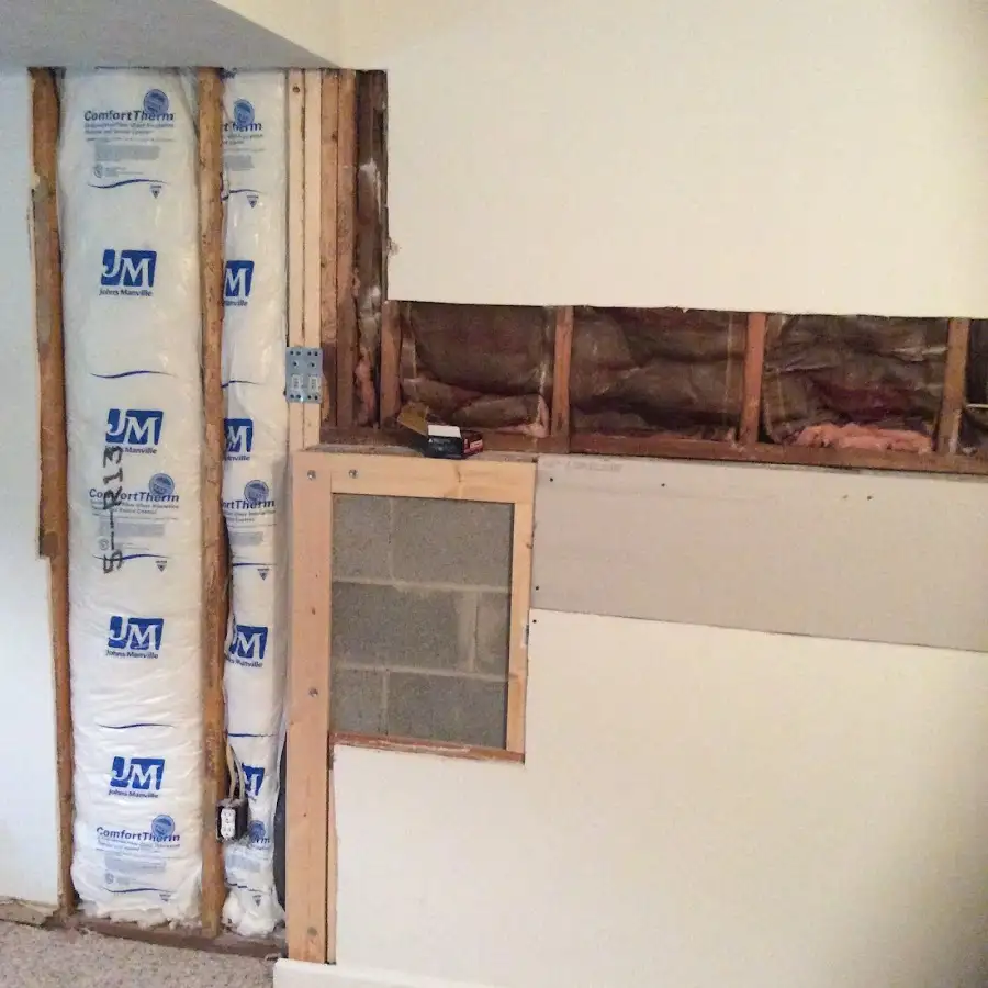 Wall insulation replacement during Basement Flood Cleanup in Stokesdale
